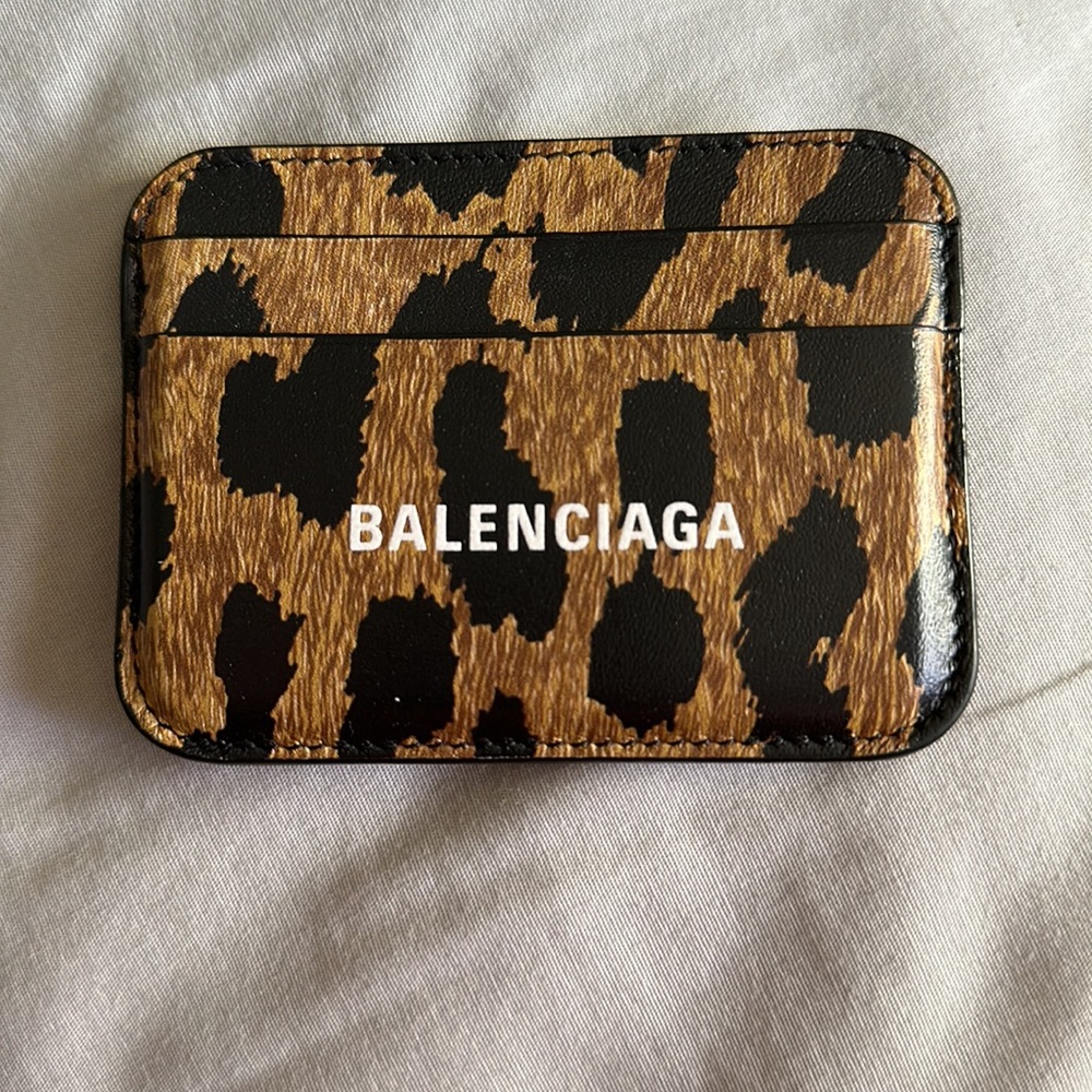Balenciaga leopard card case